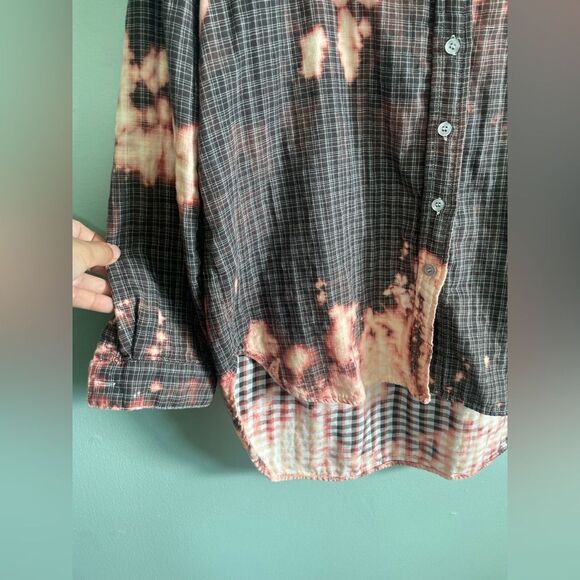 BDG Bleach Burnout Handmade Black and Orange Casual Button Down Shirt Sz XS - Picture 4 of 5